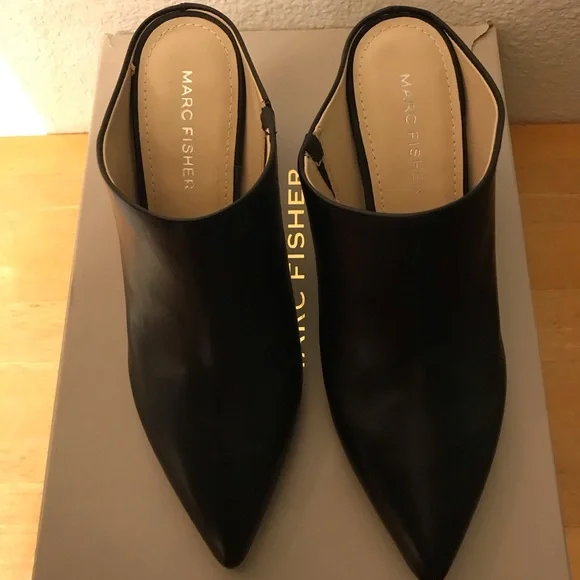 Marc Fisher Black Leather Mules - Picture 2 of 5